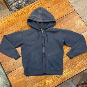 RRL faded indigo fleece hoodie